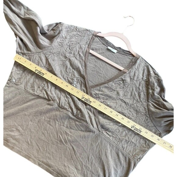 J Jill Top Shirt Women’s Plus Size 3X Cotton Embroidered Sequins Sage Green Wrap - Picture 9 of 9